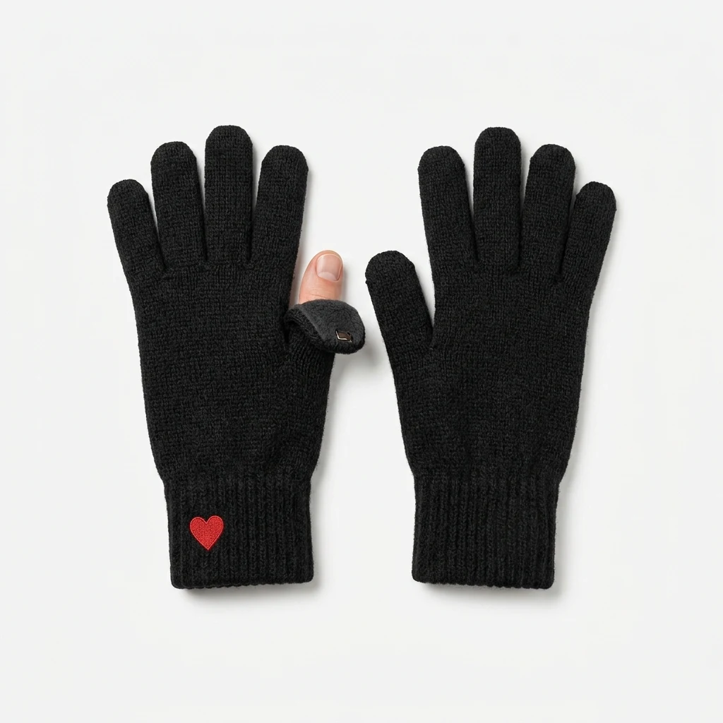 Gants tactiles d'hiver avec découpe spéciale pouce emoji
