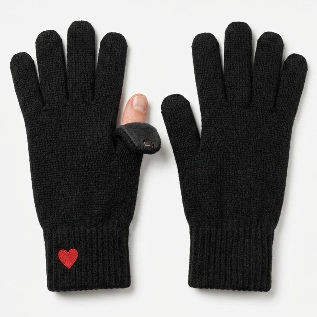 Gants tactiles d'hiver avec découpe spéciale pouce emoji