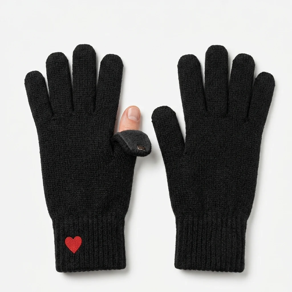 Gants tactiles d'hiver avec découpe spéciale pouce emoji